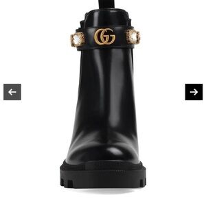 Gucci Black Leather Boots with Gold Accents